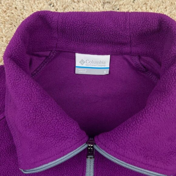 Columbia Fleece Jacket Womens S Small Purple 1/4 Zip Logo Embroidered Fall - Picture 2 of 7
